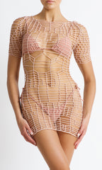 gal crochet dress in blush