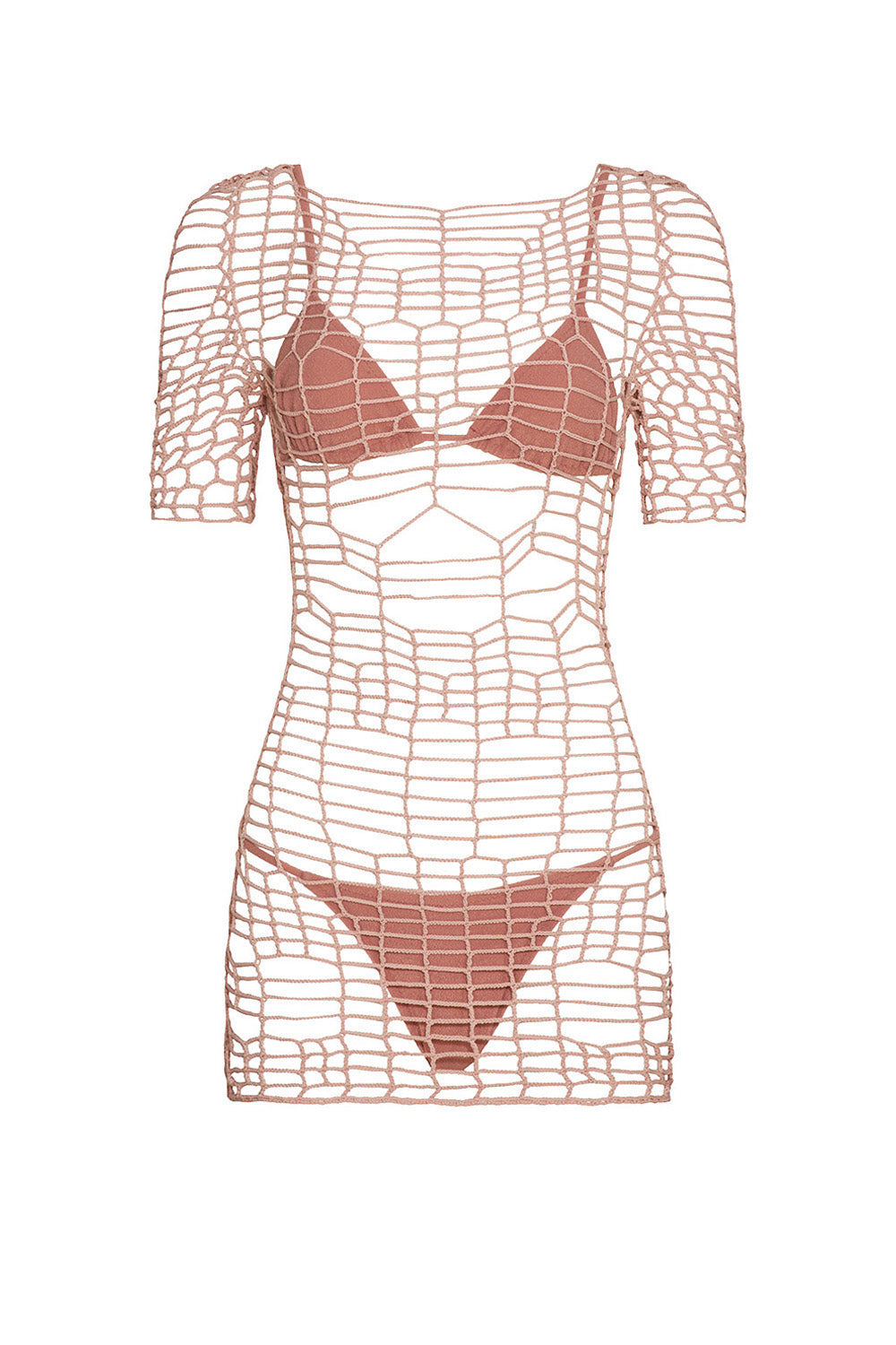 gal crochet dress in blush