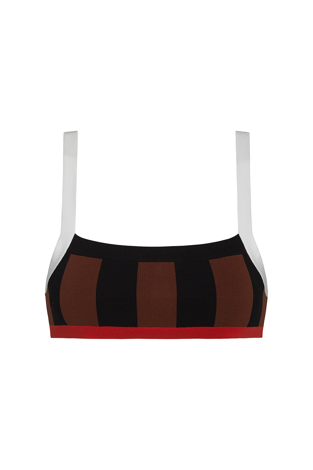 la plage top in black/brown stripe