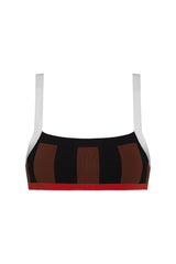 la plage top in black/brown stripe