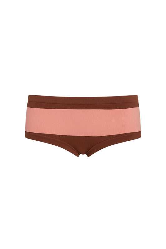 ballet briefs in pink/tobacco stripe
