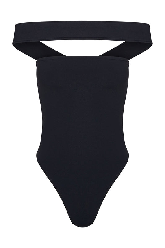 olivia one piece in black eco-compression