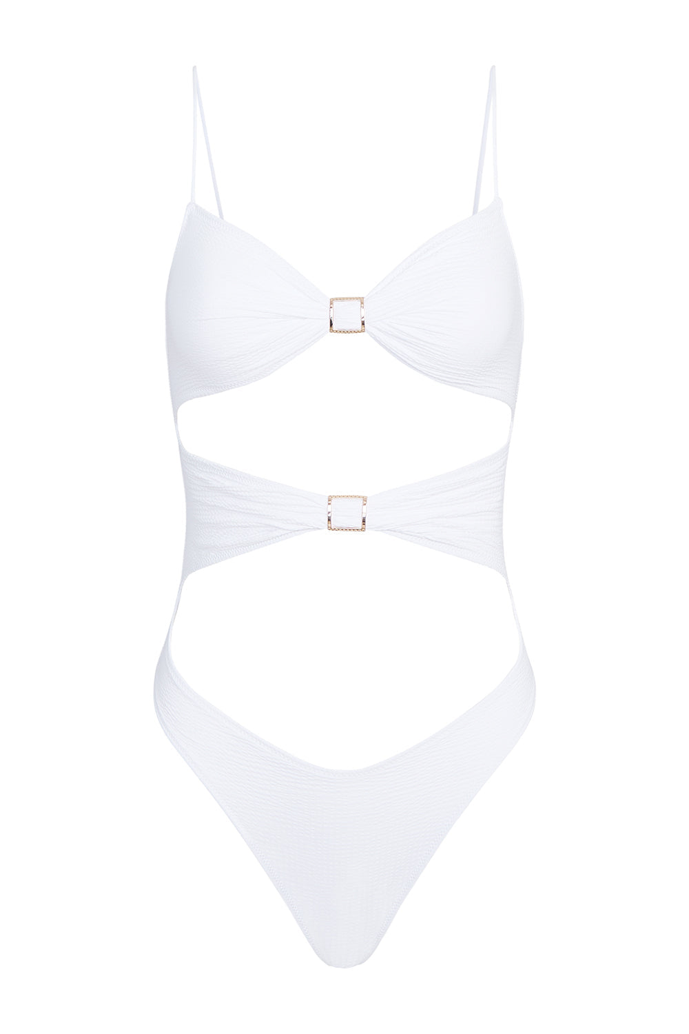 high twist one piece in white seersucker