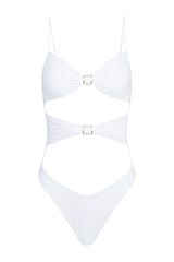 high twist one piece in white seersucker