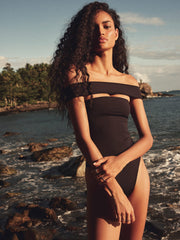 olivia one piece in black eco-compression