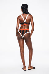 la plage bottom in black/brown stripe