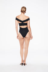 olivia one piece in black eco-compression