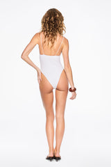 high twist one piece in white seersucker