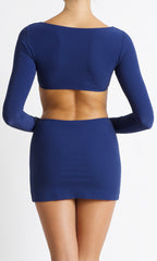 xebe skirt in indigo eco terry