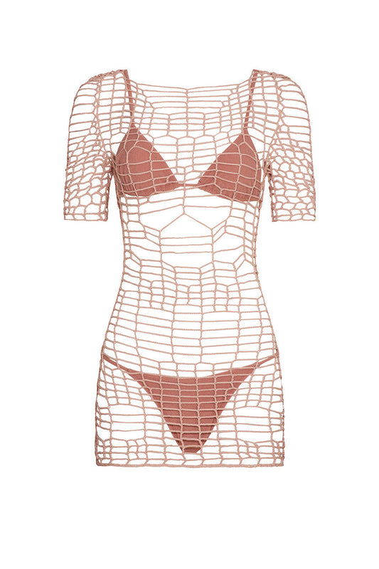 gal crochet dress in blush