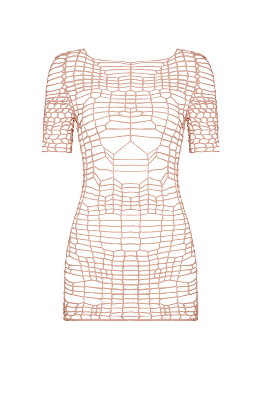 gal crochet dress in blush
