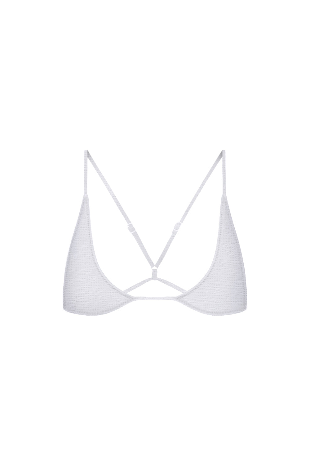 universo bralette in white seersucker